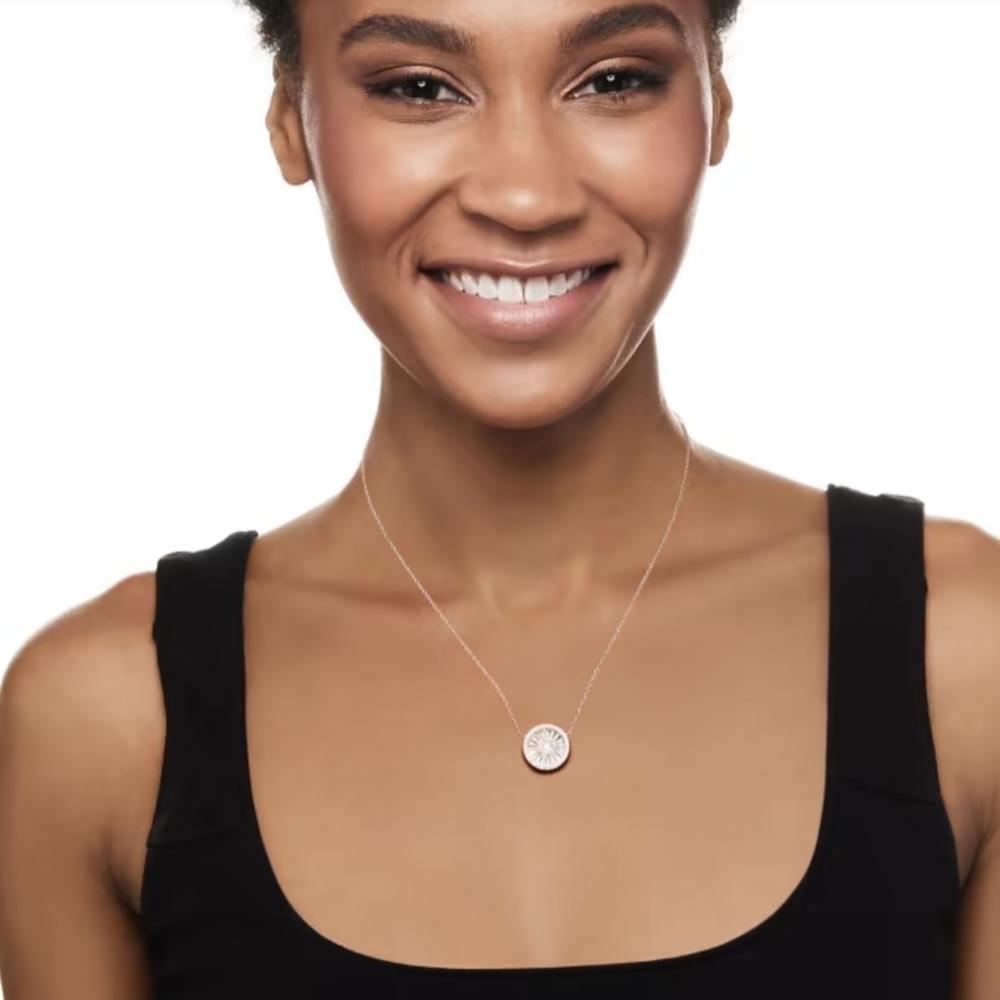 Silver zirconia stud necklace
